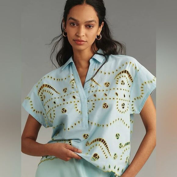 Anthropologie Maeve Boxy Eyelet Blouse NWT - Picture 1 of 9